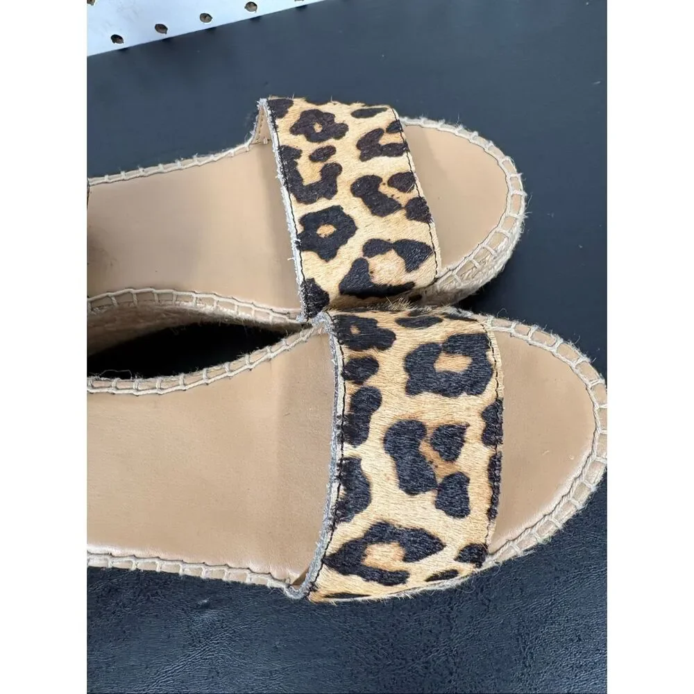 Franco Sarto Carlotta Espadrille Leopold Print Wedge Sandals Womens Size